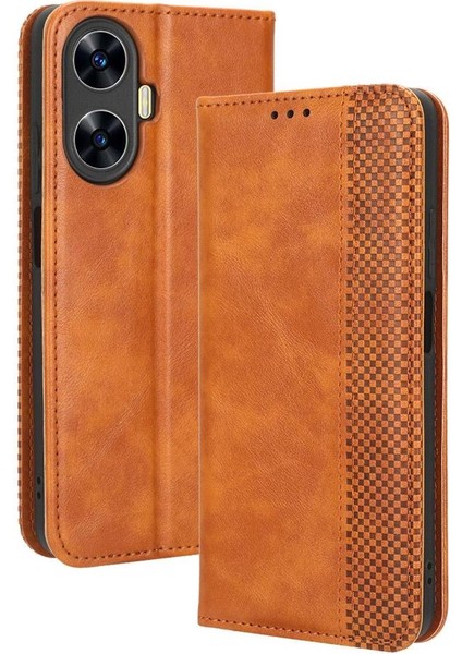 Realme C55 4g Manyetik Pu Deri Telefon Kılıfı (Yurt Dışından)