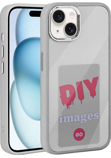 Apple iPhone 14 Kılıf Ekranı Yansıtan Akıllı Nfc Kapak Gri