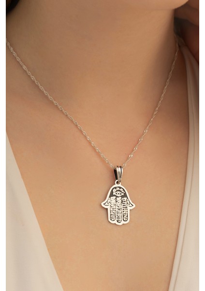 Fatma Ana Eli Bayan Gümüş Kolye