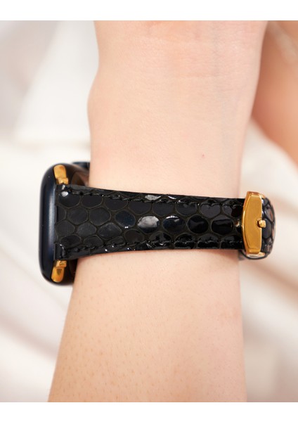 Apple Watch Siyah Kadın Kordon 38MM 40MM 41MM 3 4 5 6 7 Se 8 Uyumlu Kadın Deri Kordon Apple Saat Kordonu