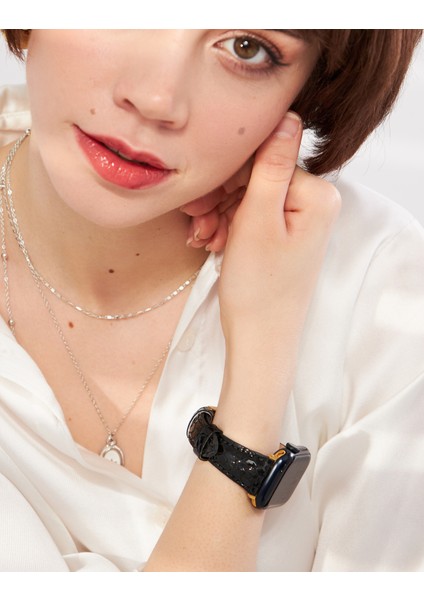 Apple Watch Siyah Kadın Kordon 38MM 40MM 41MM 3 4 5 6 7 Se 8 Uyumlu Kadın Deri Kordon Apple Saat Kordonu