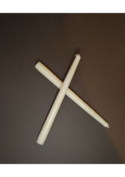 İkili Yaldızlı Şamdan Mum 2x25 cm Krem fiyatları