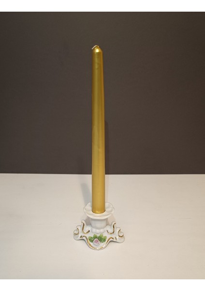 İkili Yaldızlı Şamdan Mum 2x25 cm Altın