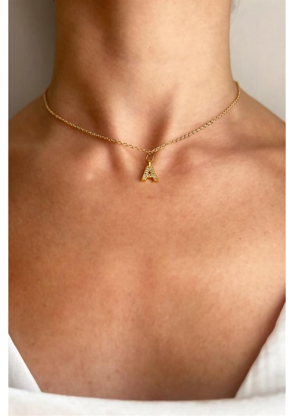 A Harfli Gold Zincir Kolye
