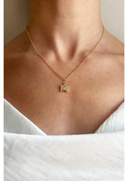 M Harfli Gold Zincir Kolye