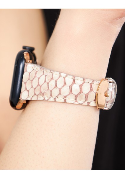 Apple Watch Uyumlu Kadın Kordon 38MM 40MM 41MM 3 4 5 6 7 Se 8 9 Kadın Deri Kordon Bej