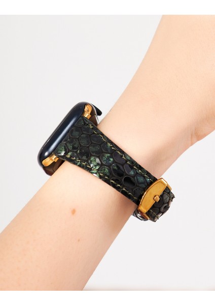 Apple Watch Kadın Kordon 38MM 40MM 41MM 3 4 5 6 7 Se 8 9 Uyumlu Yeşil Kadın Deri Kordon İnce Apple Saat Kayışı