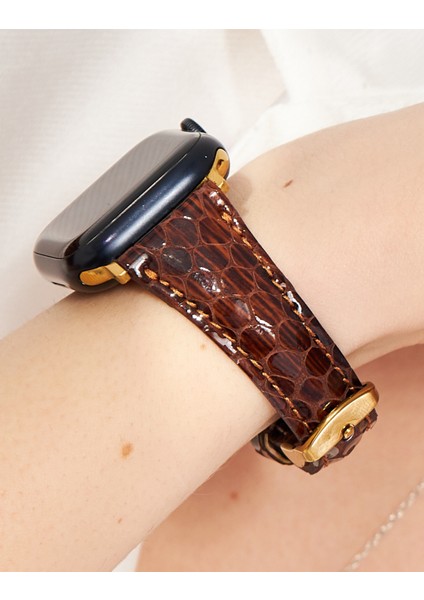 Apple Watch 38MM 40MM 41MM 3 4 5 6 7 Se 8 9 Uyumlu Kadın Deri Kordon Kahverengi Apple Saat Kayışı