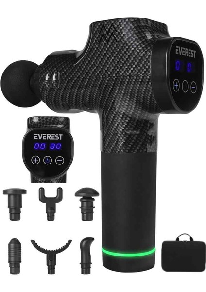EV-MT51 Kablosuz 30 Kad Masaj Tab Siyah 12V Dijital Karbon Fiber