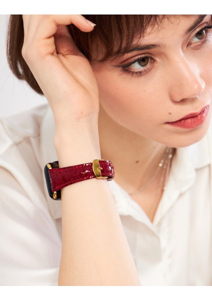 Apple Watch Kırmızı Kadın Deri Kordon 38MM 40MM 41MM 3 4 5 6 7 Se 8 9 Uyumlu Apple Saat Kordonu indirimleri