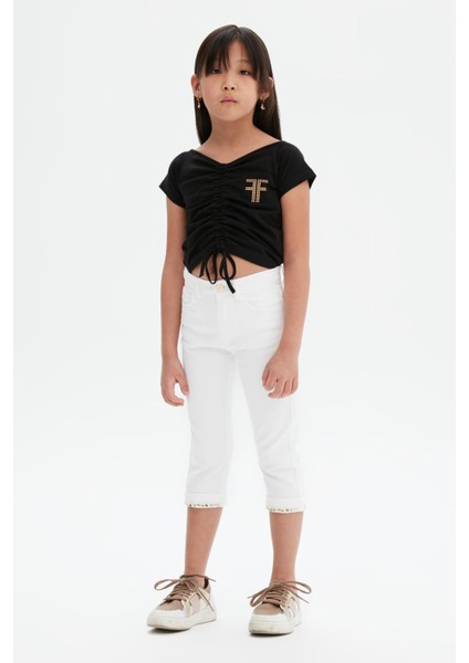 Bg Store Kız Çocuk Beyaz Jean Pantolon 23SS0FM0419