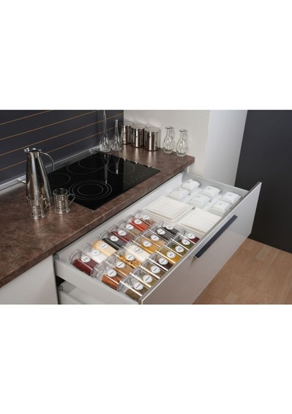 Baharatlık Akrilik Kare Kavanoz 300 cc 18 Adet Vakum Kpk. Şff ve 4 Adet Bhr.z Mdl.düzenleyici Pleksi indirimleri