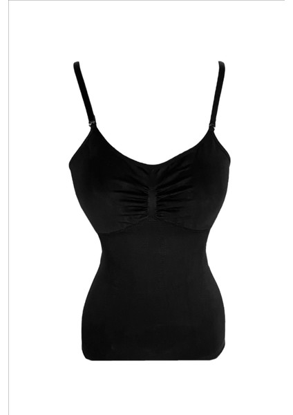 Siyah Seamless Ince Askılı Çıtçıtlı Body 617