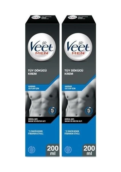 Veet Men Erkeklere Özel Tüy Dökücü Krem Hassas Ciltler 200 ml X 2