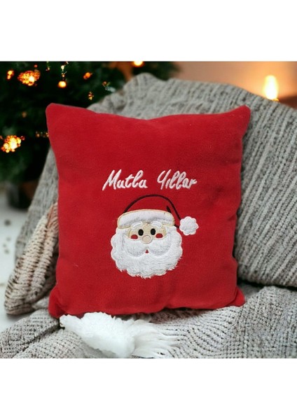 Toyzz Dekoratif Kırmızı 40X40 Çocuk Odası Pelüs Noel Baba Yılbaşı Yastık Kırlent