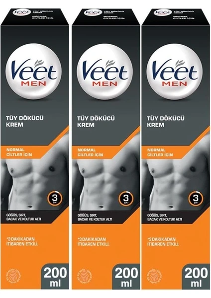 Veet Men Erkeklere Özel Tüy Dökücü Krem 200 ml X 3