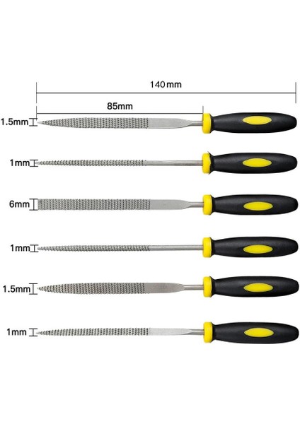 6163 Mini Ahşap Törpü Eğe Seti 14 cm (6 Parça)