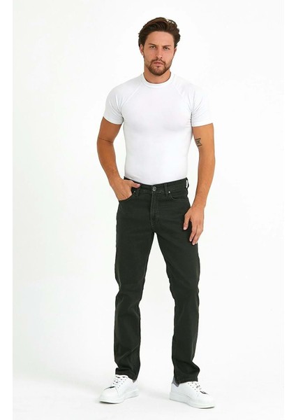 Digital Jeans Normal Kesim Fermuarlı Geniş Paça Yüksek Bel Erkek Baba Haki Kot Pantolon