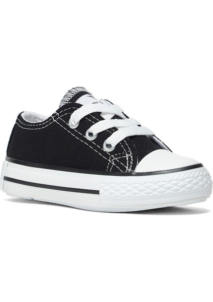 Çocuk Unisex Siyah Rahat Kalıp Bağcıklı Sneaker