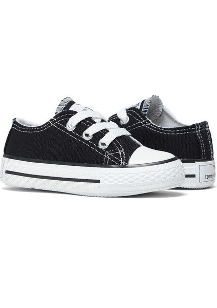 Çocuk Unisex Siyah Rahat Kalıp Bağcıklı Sneaker