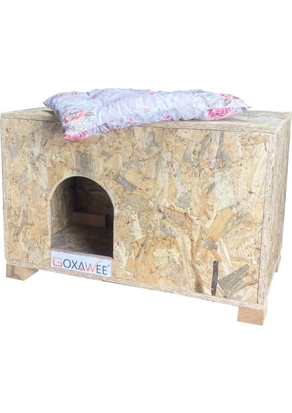 Dizayn Kedi Evi Dış Ortam Uygun Ahşap Kedi Evi Osb 61X41X36 cm (Minder )