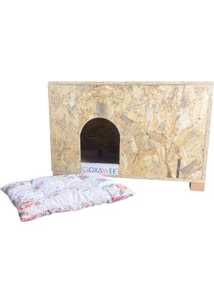 Dizayn Kedi Evi Dış Ortam Uygun Ahşap Kedi Evi Osb 61X41X36 cm (Minder )