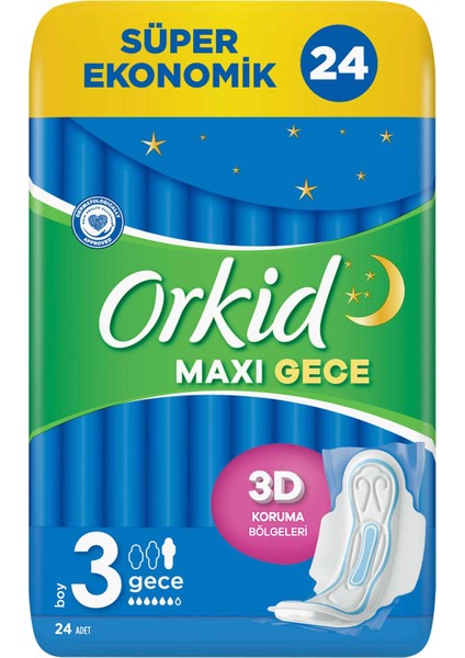 Maxi Hijyenik Ped Gece Süper Ekonomik Paket 24 Ped