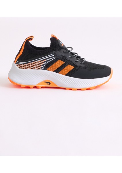 Çocuk Unisex Siyah Oranj Rahat Kalıp Nefes Alabilen Kumaş Bağcıklı Sneaker fiyatları