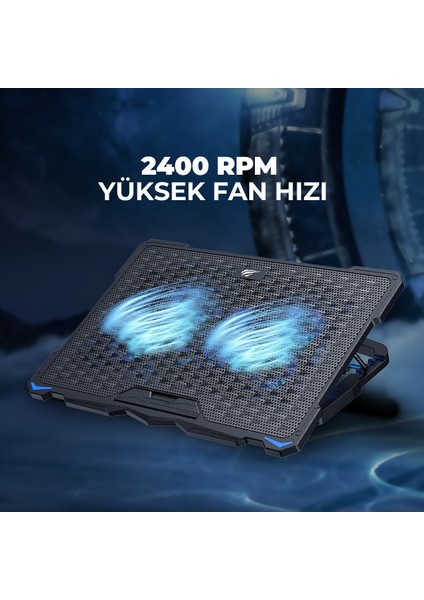 Gamenote F2076 Cooling Pad Aydınlatmalı Gaming Laptop Soğutucu - Ayarlanabilir - 2400RPM - 17"