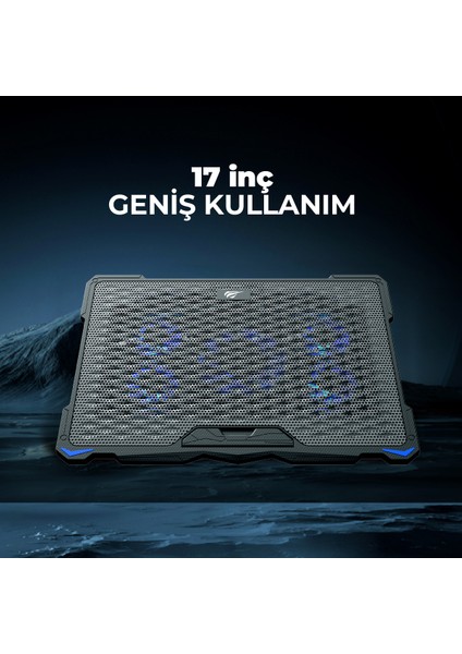 Gamenote F2076 Cooling Pad Aydınlatmalı Gaming Laptop Soğutucu - Ayarlanabilir - 2400RPM - 17"