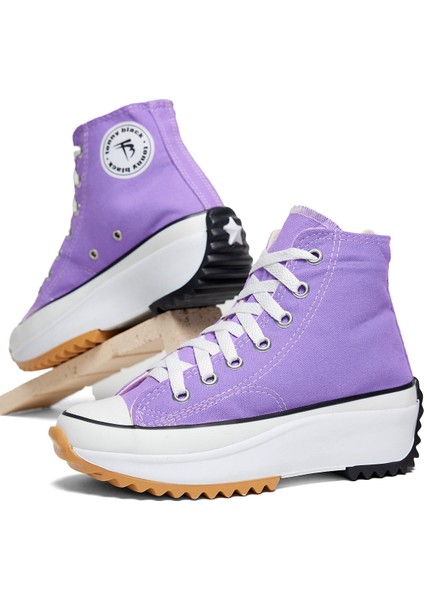 Lila Rahat Kalıp Bağcıklı Uzun Spor Ayakkabı modelleri