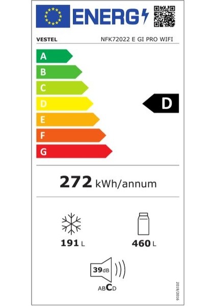 NFK72022 E Gı Pro Wıfı 650 Lt No-Frost Buzdolabı