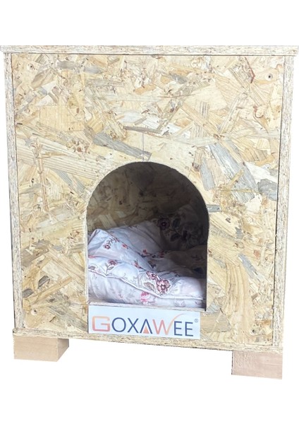 Dizayn Kedi Evi Dış Ortam Uygun Ahşap Kedi Evi Osb 40X37X34 cm (Minder )