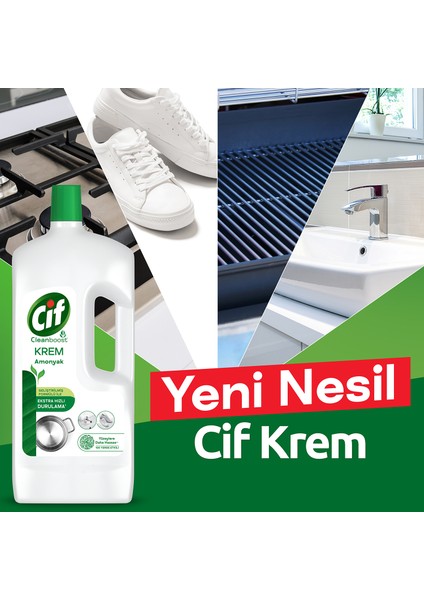 Krem Yüzey Temizleyici Amonyaklı Yağ ve Kireç Sökücü Leke Çıkarıcı 1500 ML