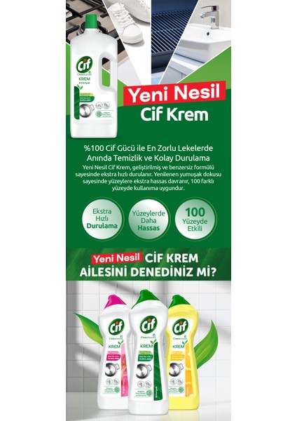 Krem Yüzey Temizleyici Amonyaklı Yağ ve Kireç Sökücü Leke Çıkarıcı 1500 ML