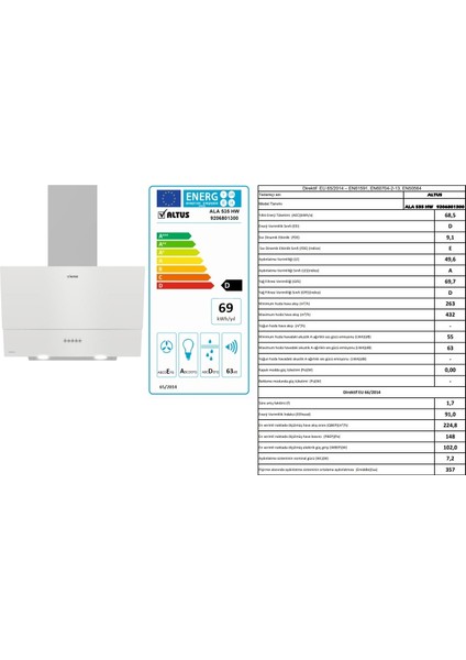 Ala 310 Hw Beyaz Ankastre Fırın. Ala 535 Hw Beyaz Cam Duvar Tipi Ankastre Davlumbaz. Ala 159 Dhw 65 cm Ankastre Ocak