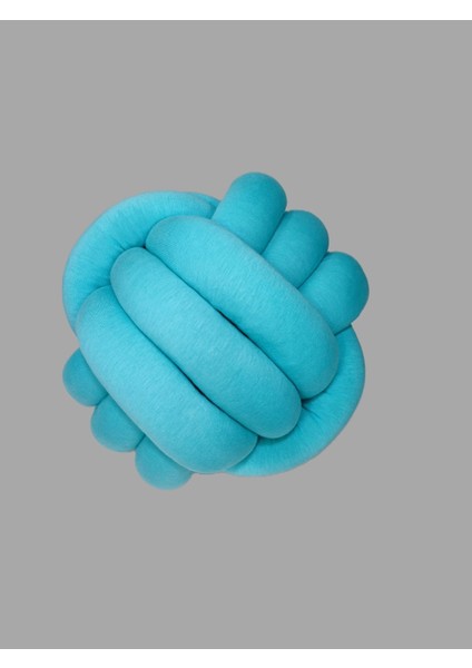 Dekoratif Düğüm Top Yastık Turkuvaz