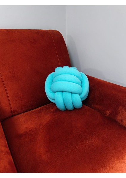 Dekoratif Düğüm Top Yastık Turkuvaz fiyatları