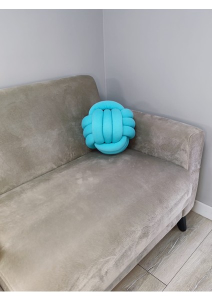 Dekoratif Düğüm Top Yastık Turkuvaz modelleri