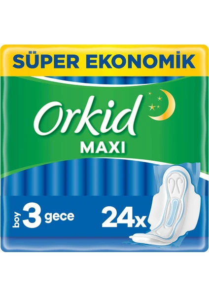 Maxi Hijyenik Ped Gece Süper Ekonomik Paket 24 Ped