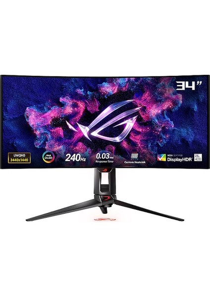 ASUS ROG SWIFT OLED PG34WCDM   33.9 GAMING 3440x1440 0.03MS 240HZ DP HDMI USB-C VESA 3YIL ELMB, HDR 400, AKILLI KVM, YÜKSEKLİK AYARI USB-C PD90 W Monitör