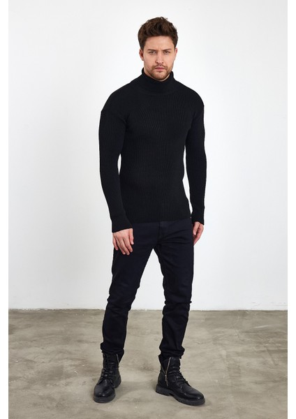 Erkek Balıkçı Yaka Slim Fit Fitilli Triko Kazak modelleri