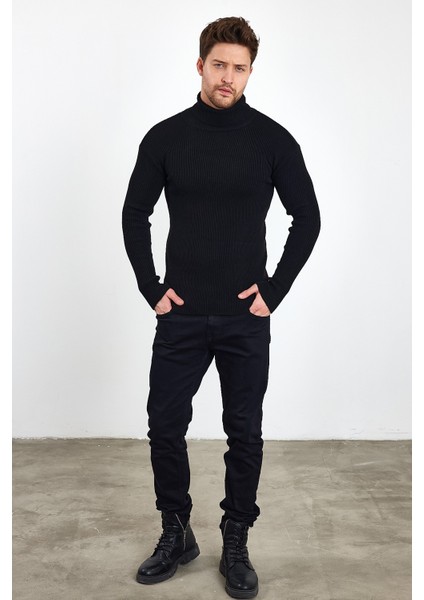 Erkek Balıkçı Yaka Slim Fit Fitilli Triko Kazak indirimleri