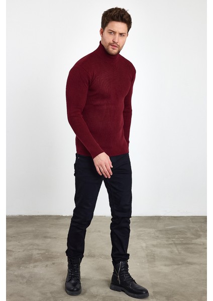 Erkek Balıkçı Yaka Slim Fit Fitilli Triko Kazak modelleri