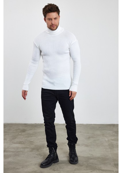 Erkek Balıkçı Yaka Slim Fit Fitilli Triko Kazak fiyatları
