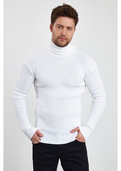 Erkek Balıkçı Yaka Slim Fit Fitilli Triko Kazak fırsatları