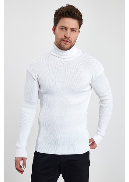 Erkek Balıkçı Yaka Slim Fit Fitilli Triko Kazak indirimleri