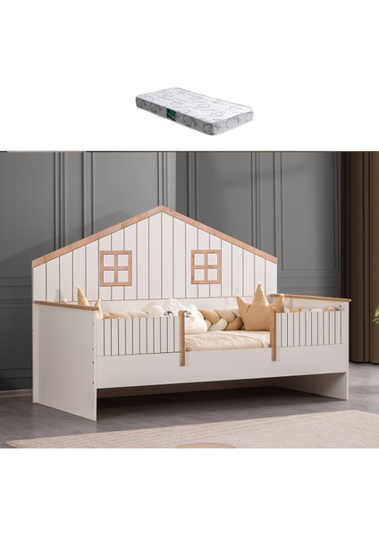Montessori Yatak, Brüksel Montessori Karyola - Ceviz + 1 Adet Comfort Yatak