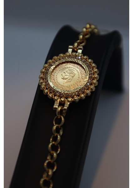 22 Ayar Çeyrek Altınlı Bileklik 1.75 gr Gold Zirkon Taşlı 21.5 cm
