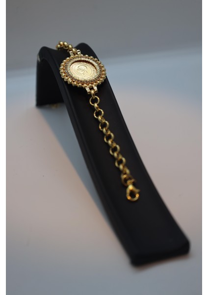22 Ayar Çeyrek Altınlı Bileklik 1.75 gr Gold Zirkon Taşlı 21.5 cm modelleri